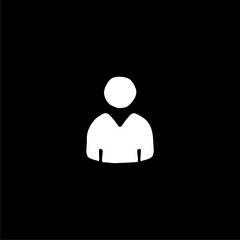 User login or authenticate icon, human person symbol.with hand drawn isolated on black background