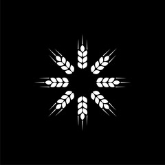 Wheat ears circle icon isolated on black background
