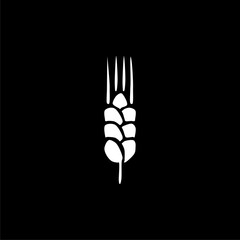 Wheat plant spikelets. Hand drawn sketch icon isolated on black background