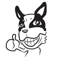 D26 French Bulldog black and white colour dod cartoon cheeky cute naughty funny puppy 