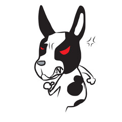 Fototapeta na wymiar D32 French Bulldog black and white colour dod cartoon cheeky cute naughty funny puppy angry