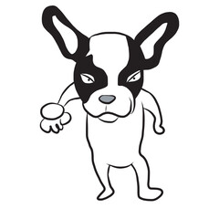 D29 French Bulldog black and white colour dod cartoon cheeky cute naughty funny puppy 