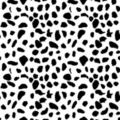 Fototapeta na wymiar Dalmatin seamless pattern. Black cartoon spots. Vector dalmatin print