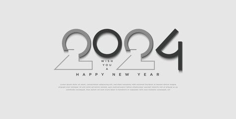 2024 new year numbers with very simple number coloring. 2024 celebration.