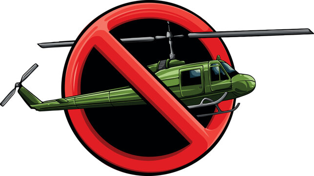 vector illustration of Prohibition sign for all Helicopters.