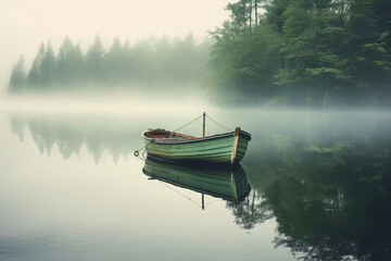 boat on lake background