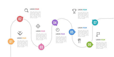 Infographic line patch 7 steps or option. Vector illustration.