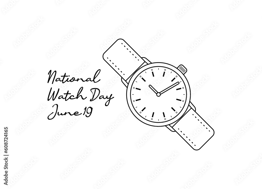 Wall mural line art of national watch day good for national watch day celebrate. line art. illustration.