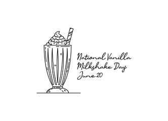 line art of national vanilla milkshake day good for national vanilla milkshake day celebrate. line art. illustration.