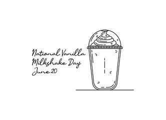 line art of national vanilla milkshake day good for national vanilla milkshake day celebrate. line art. illustration.