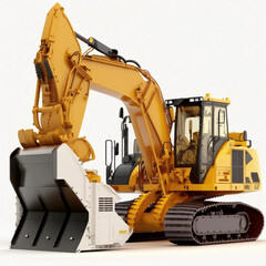 Excavator on white background Created with Generative AI