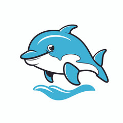 Obraz premium illustration of a dolphin, vector on white