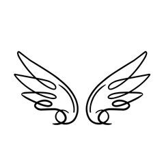 Wings icon, bird drawing in spread and motion