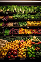 Fototapeta na wymiar Fruits and vegetables at a farmers market Generative AI