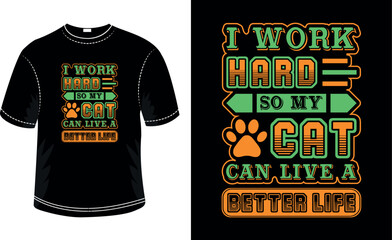 Cat typography t-shirt design template
