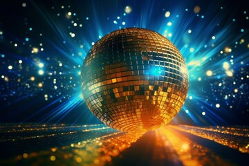 Obraz premium Sparkling disco ball. Night party, colorful. Generative AI