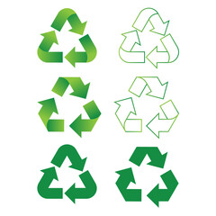 Obraz premium Recycle arrow symbol. Round and triangular green arrows. Recycling. Set of recycling icons.