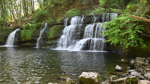 Sgwd-y-Pannwr Waterfall in Southern Wales - 60 fps video clip