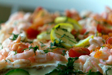 Top ingredients for a smorgas cake shrimp lemon salmon