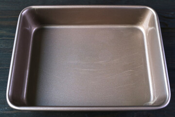Closeup of Greased Cake Pan Ready for Pouring Cake Batter