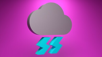Thunderstorm icon on pink background
