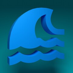 Obraz premium Tsunami icon on blue background