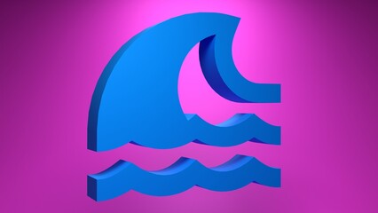 Tsunami icon on pink background
