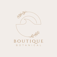 Obraz premium boutique botanical bohemian beauty luxury line abstract logo design vector graphic illustration