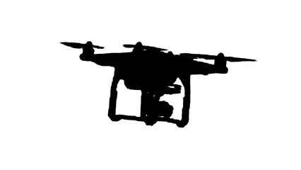 black graphic illustration of a photographic drone