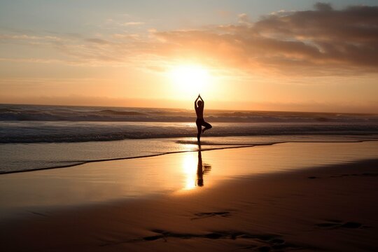 morning yoga on the beach Generative AI