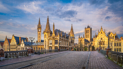 Old town of Ghent, Belgium during sunset