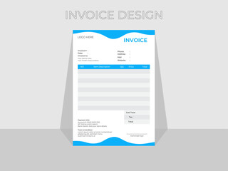 Minimal Corporate Business Invoice design. Professional and modern invoice template. Business Invoice design vector, Company business invoice template.