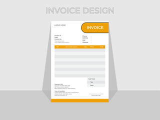 Minimal Corporate Business Invoice design. Professional and modern invoice template. Business Invoice design vector, Company business invoice template.
