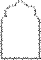 Cinquefoil Arch Leaf rectangular frame architectural window door ornate flower frame floral leaf borders natural Botanical Branches decoration wedding card anniversary celebration beautiful arabesque 