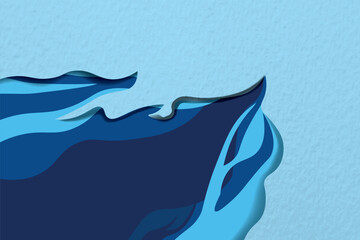 abstract pile of blue paper, paper art