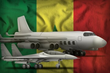 Senegal air forces concept on the state flag background. 3d Illustration