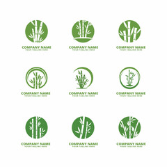 set of bamboo  logo vector icon