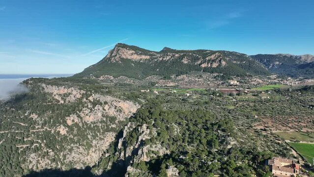 Aerial view of Tramuntana Mountains, Mallorca, Balearic Islands, Spa