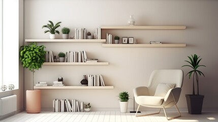 Obraz na płótnie Canvas Living room interior in loft, industrial style, 3d render. Generative AI.