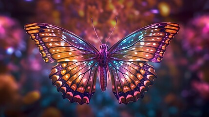 Fototapeta na wymiar a colorful butterfly flying through the air with a colorful background. generative ai