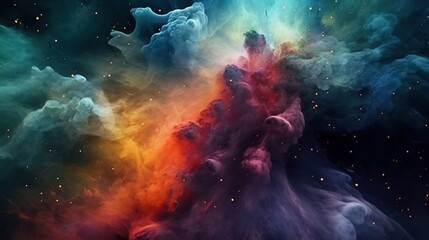 Obraz na płótnie Canvas an image of a colorful cloud of smoke and dust in the sky. generative ai
