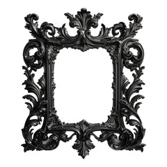Black baroque frame isolated on transparent background. Gothic frame - obrazy, fototapety, plakaty