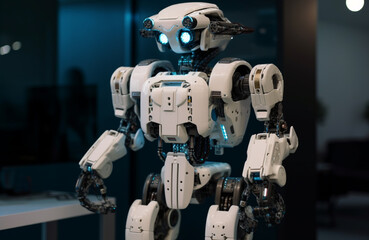 Naklejka premium Embracing the AI Renaissance: A Vision of a Future Imbued with Advanced Robotics, Transforming Everyday Life and Pioneering the New Era of Artificial Intelligence and Robots.