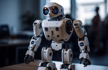 Fototapeta premium Embracing the AI Renaissance: A Vision of a Future Imbued with Advanced Robotics, Transforming Everyday Life and Pioneering the New Era of Artificial Intelligence and Robots.
