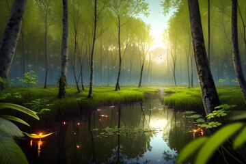 morning in the forest, generative ai
