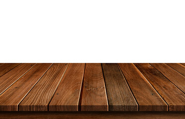 Empty top wood table isolated on white background used for display or montage your products