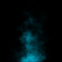 Turquoise color powder explosion isolated on black background. Royalty high-quality free stock Freeze motion Turquoise green powder exploding. Colorful dust explode. Paint Holi, dust particles splash