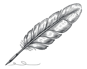 Feather quill pen graphic black white isolated sketch illustration vector © ~ Bitter ~