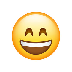 Grinning Face With Smiling Eyes Emoji isolated on white background. Iphone Whatsapp Emojis. Simple, vector, printed on paper. icon for website design, mobile app, and UI. Vector Illustration