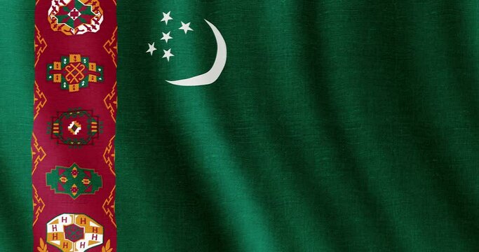 4k seamless loop animation with the flag of Turkmenistan. East Turkmenistan flag backdrop seamless animation.